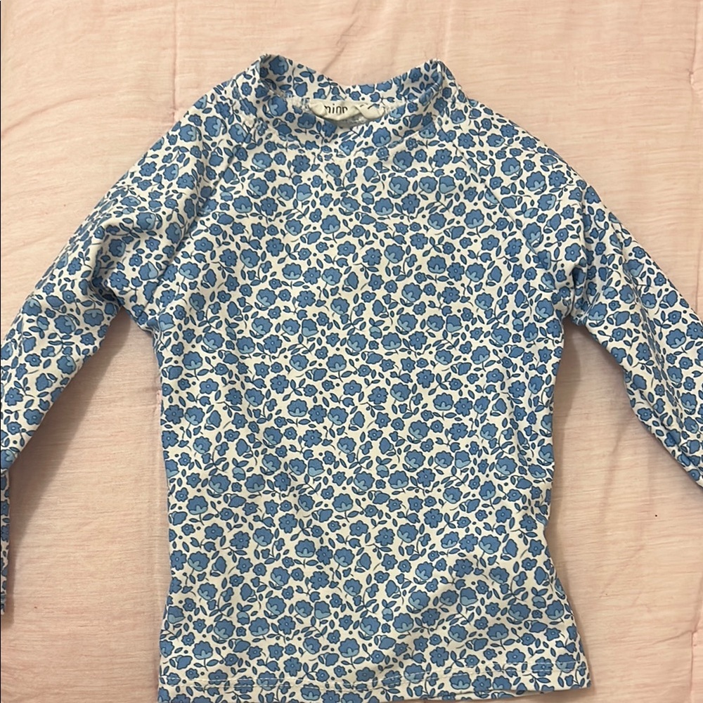 Blue Floral Long Sleeve Top